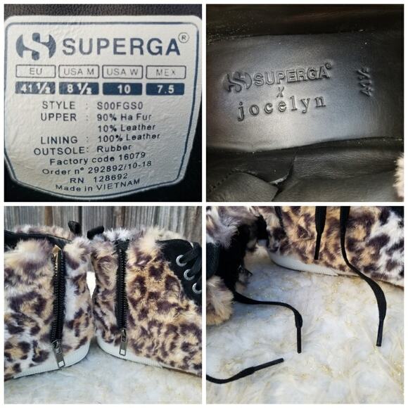 Faux Fur Fuzzy HighTops Size 10 Cheetah Animal Leopard Superga x Jocelyn EUC - Picture 8 of 14